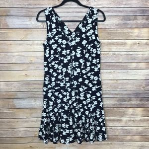 Ann Taylor 4 Knit Peplum Blue Floral Dress B56